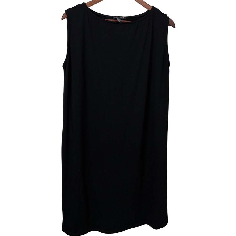 Eileen Fisher Dress Tunic Sleeveless Black Viscose Spandex‎ Minimal Lagen Small